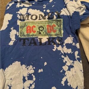 AC/DC Blue and White Tie-Dye 'Money Talks' Short Sleeve Tee